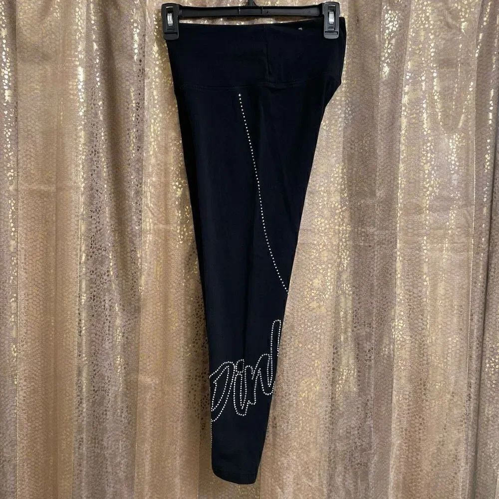 PINK Victorias Secret Black‎ Iridescent Rhinestone High Waist Leggings, Small